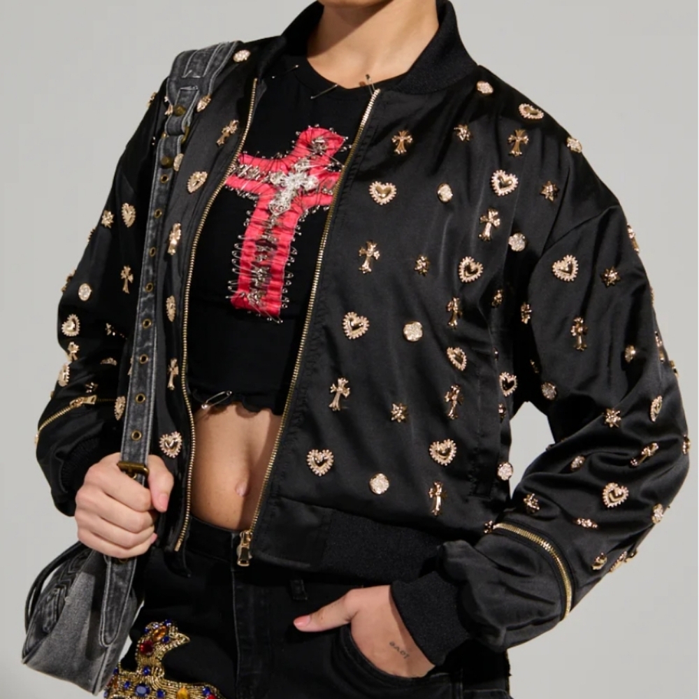New AKIRA Embellished Bomber Jacket